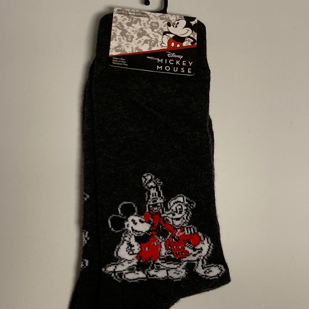 Disney Mickey Mouse Goofy Donald Duck Crew Socks Novelty Dark Mens Size 6-12